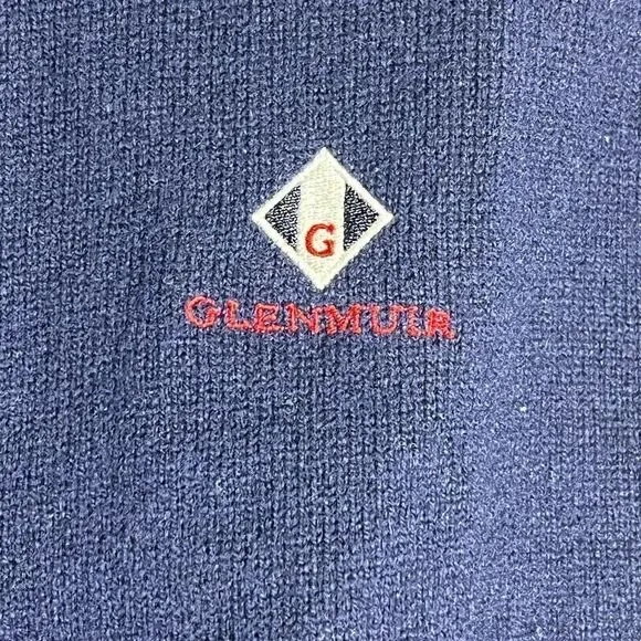 Glenmuir Pure Wool Vintage Blue Men’s Vest Button Down Size M Embroidered Logo - Picture 8 of 11